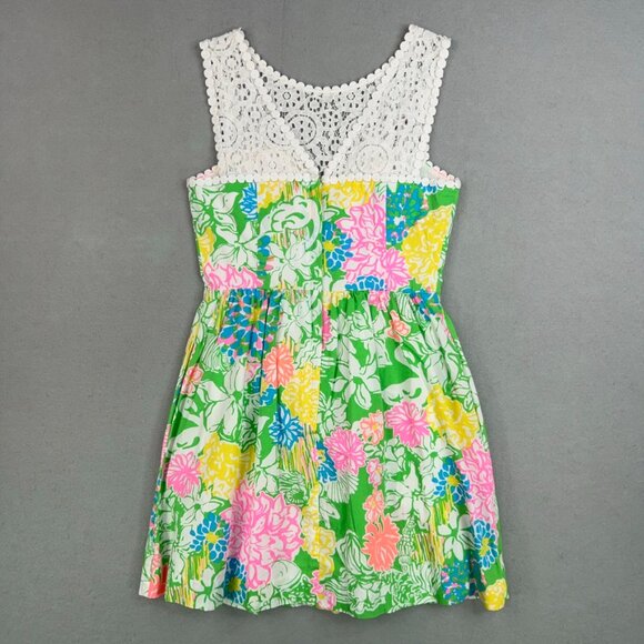 Lilly Pulitzer Dress Womens 0 Bright Colorful Hibiscus Stroll Raegan Lace Resort - Picture 5 of 16